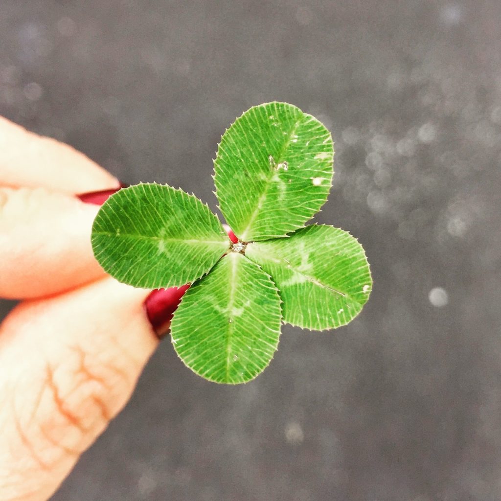 woman holding clover